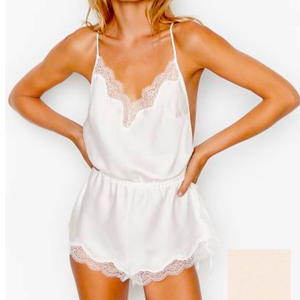 Victoria Secret Satin and Lace Romper Med
